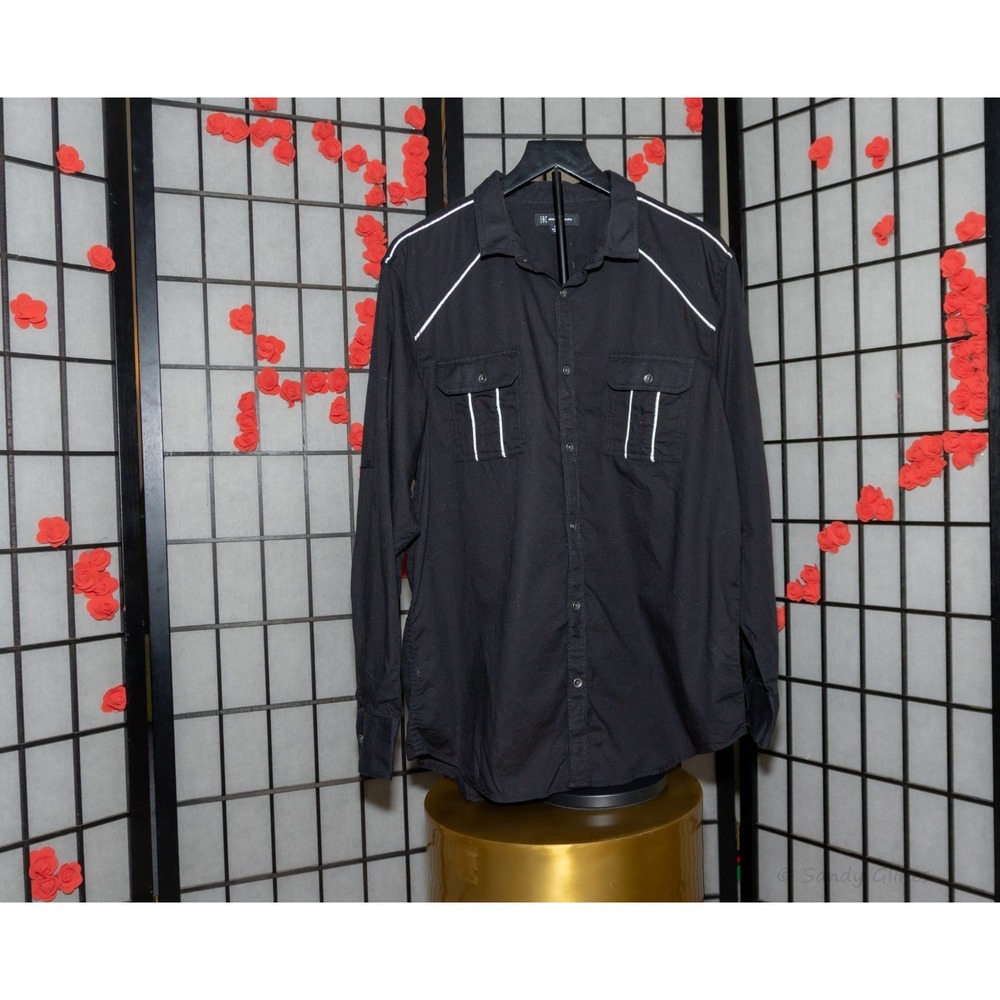 50's Style Elvis Black Western Cowboy Rockabilly Men's Long Sleeve Button XL top - Picture 3 of 8